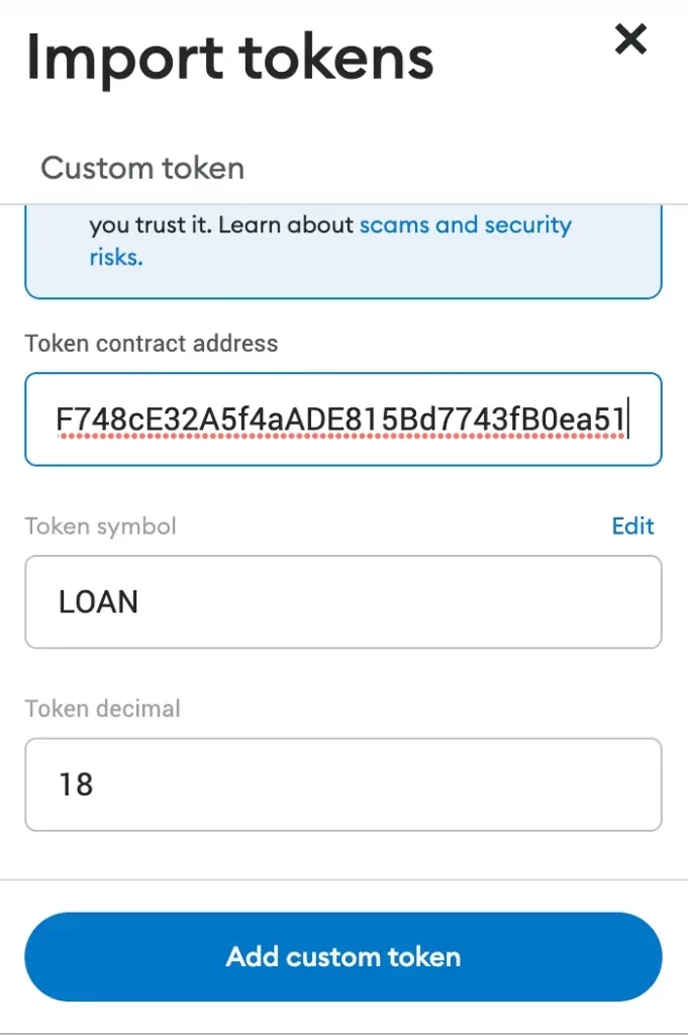 Add Custom Token Metamask