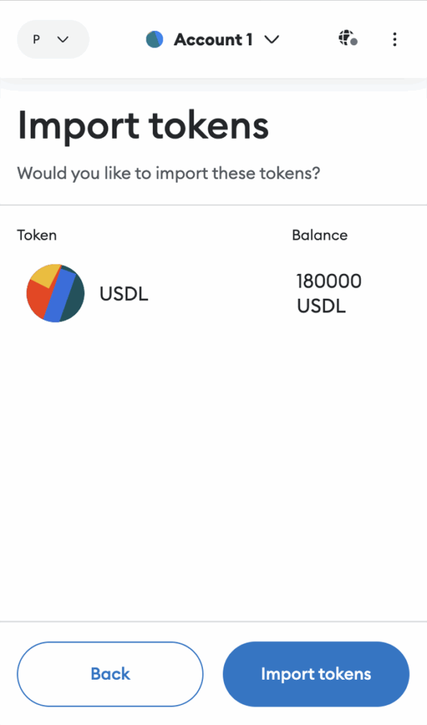 Import USDL to Metamask